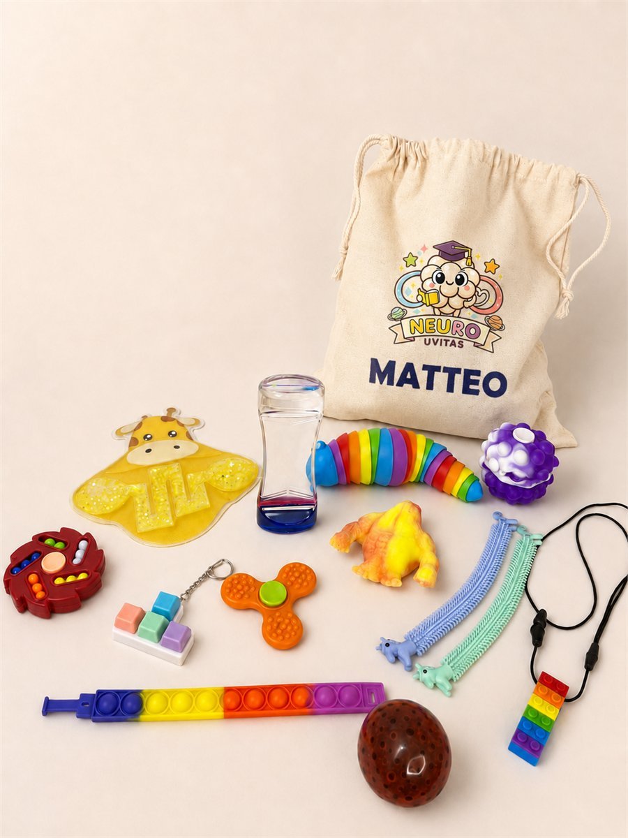 Bolsita Neuro Uvitas personalizada con nombre y recursos sensoriales
